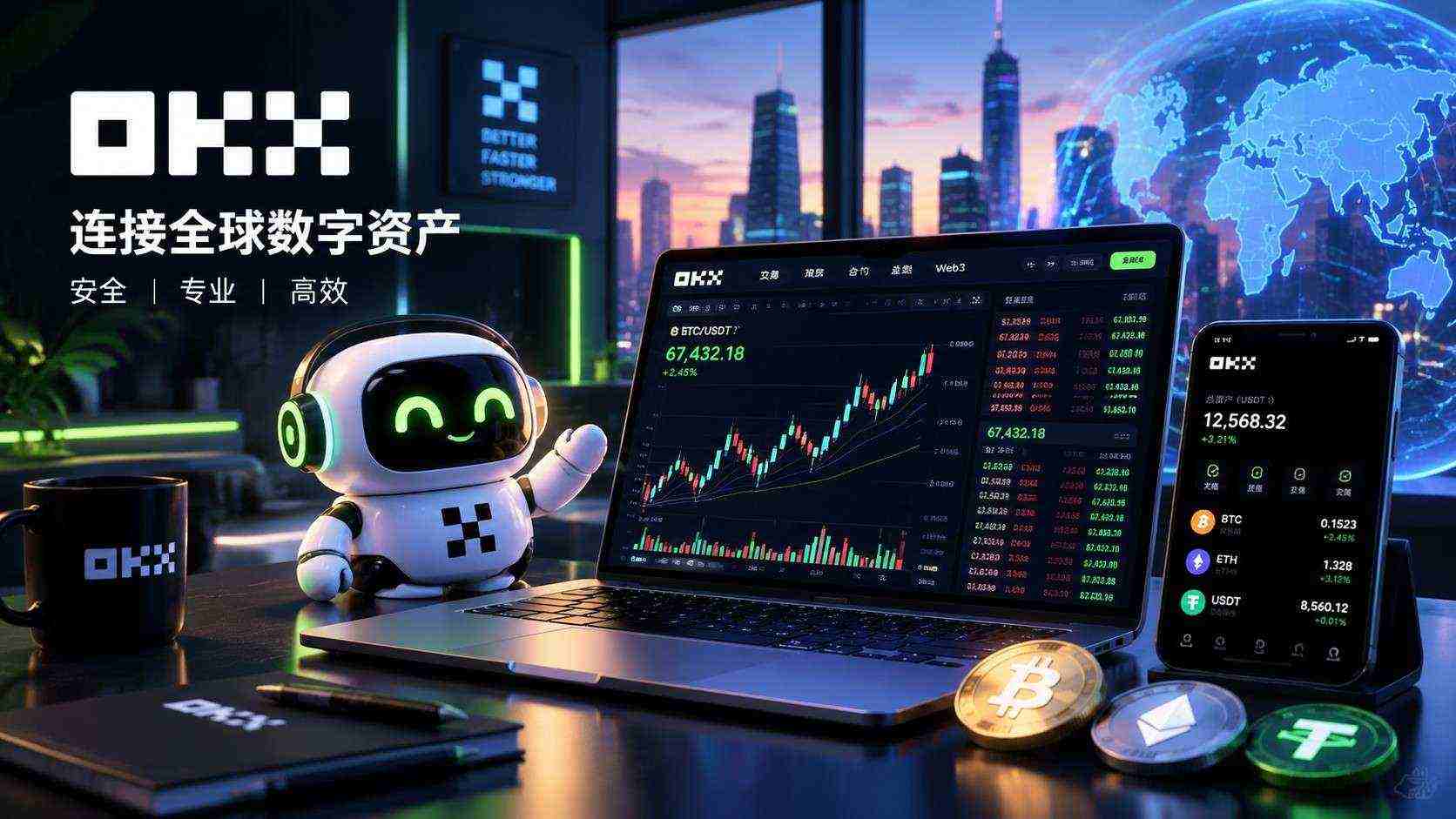 OK交易平台 – 全球领先的数字资产交易平台移动端界面展示